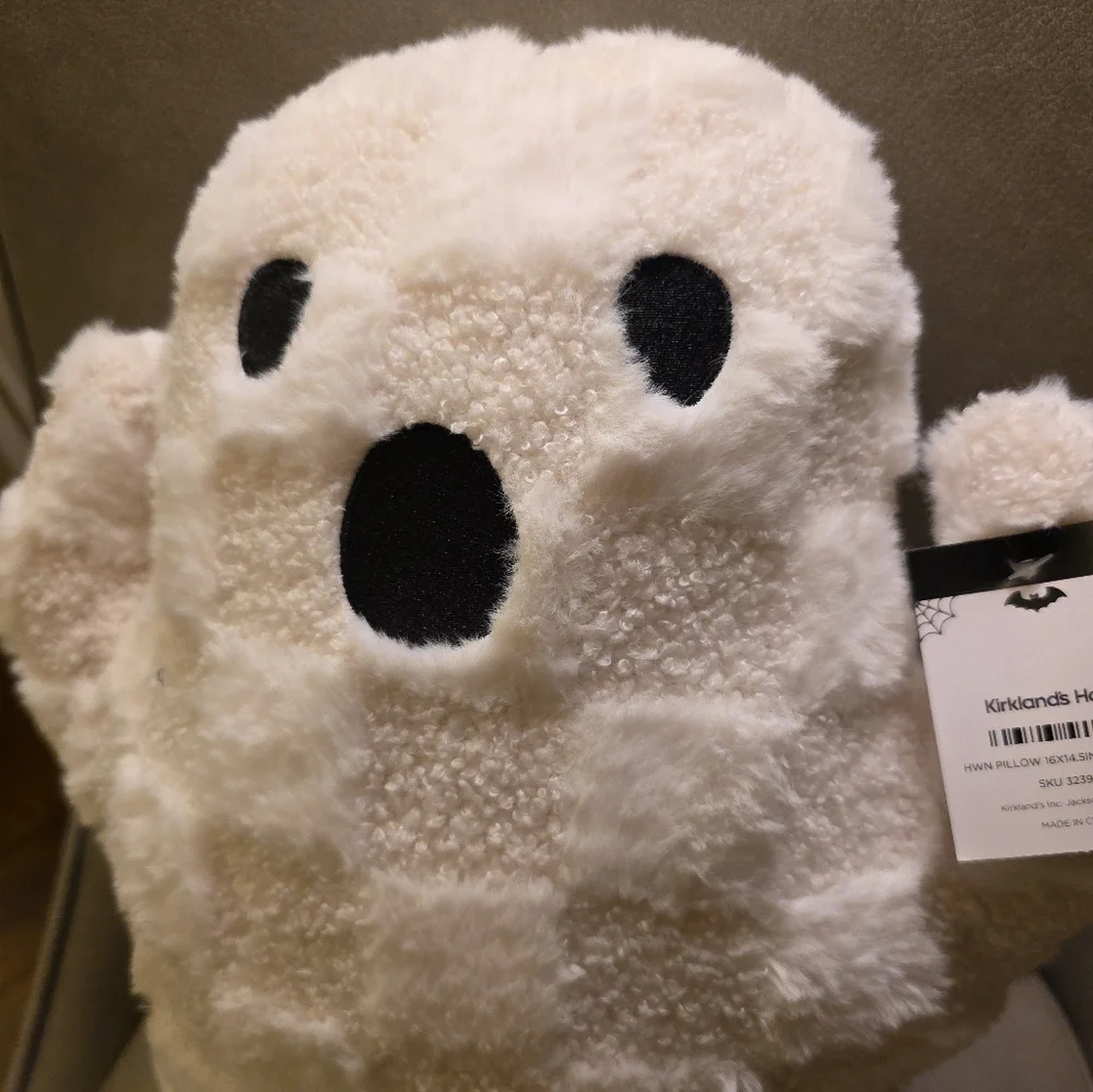 Kirklands Ghost Pillow Checkered White Halloween 2025 Christmas Gift